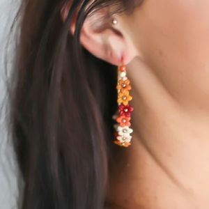 Lobe Love Seize the Day Statement Retro Multicolor Floral Lined Hoop Earrings